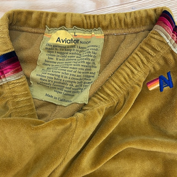 Aviator Nation Gold Velour Joggers Size L - Picture 2 of 5